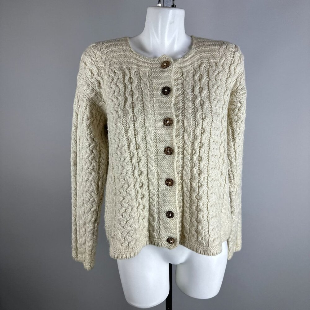 Aran Sweater Market Merino Wool Cardigan Sweater Cable Knit Size Medium Ireland